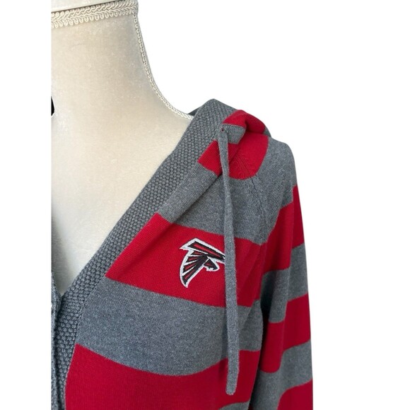 Atlanta Falcons Cutter And Buck Women’s Sz XL Red & Gray Cotton Hooded Sweater - Picture 12 of 16